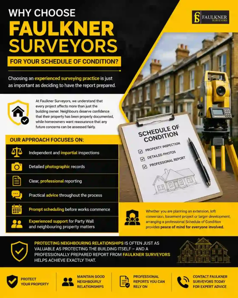 Schedule of Condition: What It Is and Why It Protects Both Neighbours 3 Why Choose Faulkner Surveyors for Your Schedule of Condition Windsor?